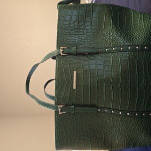 Green Crocodile-Embossed Tote Bag
